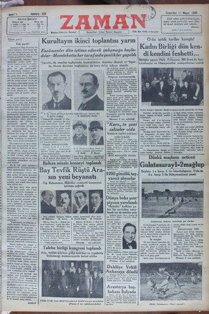 Zaman Gazetesi 11 Mayıs 1935 kapağı