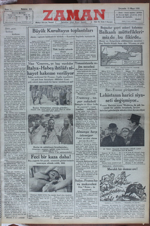 Zaman Gazetesi 15 Mayıs 1935 kapağı