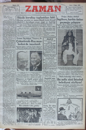 Zaman Gazetesi 17 Mayıs 1935 kapağı
