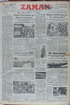 Zaman Gazetesi 20 Mayıs 1935 kapağı