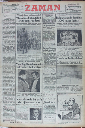 Zaman Gazetesi 24 Mayıs 1935 kapağı
