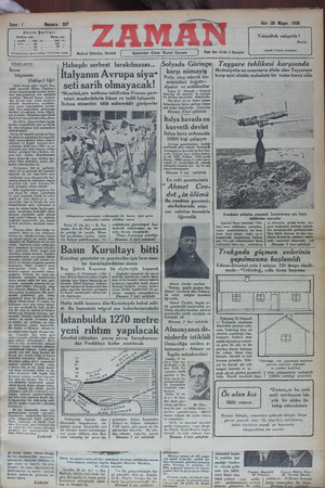 Zaman Gazetesi 28 Mayıs 1935 kapağı