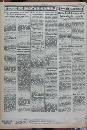    2 —ZAMAN— 28 Mayur HEAREİ CAİ HFABERLEERİ —SON Ğİ HABERLERSİ Bulgar gazeielerine kralın resim- | İtalya havada en...