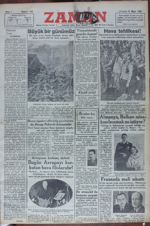 Zaman Gazetesi 29 Mayıs 1935 kapağı