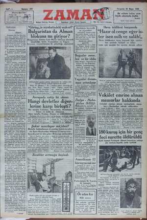 Zaman Gazetesi 30 Mayıs 1935 kapağı