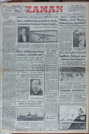 Zaman Gazetesi 31 Mayıs 1935 kapağı