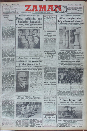 Zaman Gazetesi 1 Haziran 1935 kapağı