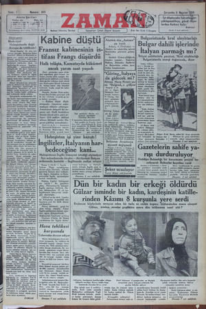 Zaman Gazetesi 5 Haziran 1935 kapağı