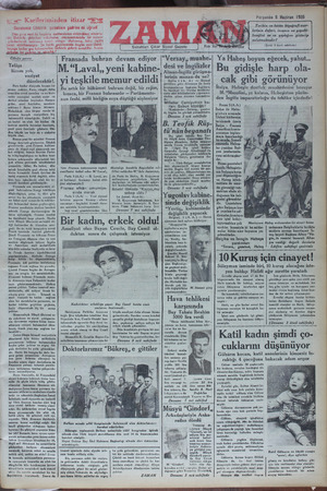 Zaman Gazetesi 6 Haziran 1935 kapağı
