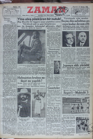 Zaman Gazetesi 10 Haziran 1935 kapağı