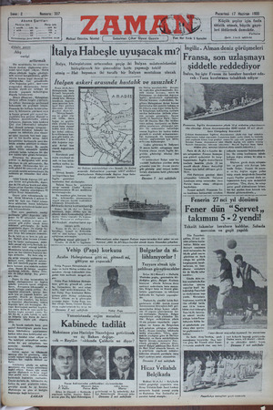 Zaman Gazetesi 17 Haziran 1935 kapağı