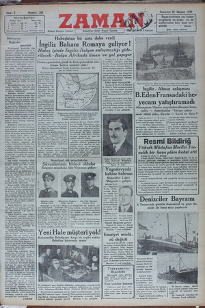 Zaman Gazetesi 22 Haziran 1935 kapağı