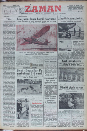 Zaman Gazetesi 24 Haziran 1935 kapağı