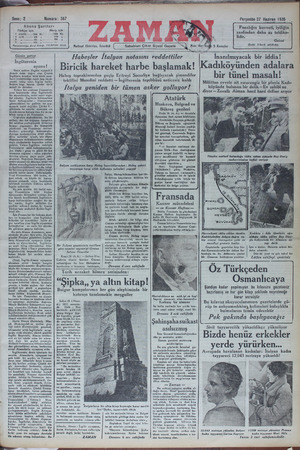 Zaman Gazetesi 27 Haziran 1935 kapağı
