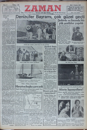 Zaman Gazetesi 2 Temmuz 1935 kapağı