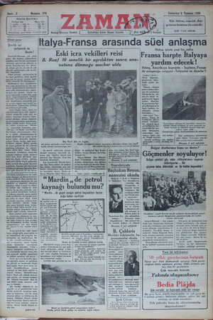 Zaman Gazetesi 6 Temmuz 1935 kapağı