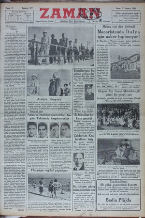 Zaman Gazetesi 7 Temmuz 1935 kapağı