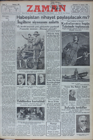 Zaman Gazetesi 13 Temmuz 1935 kapağı
