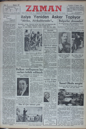 Zaman Gazetesi 17 Temmuz 1935 kapağı