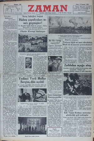 Zaman Gazetesi 19 Temmuz 1935 kapağı