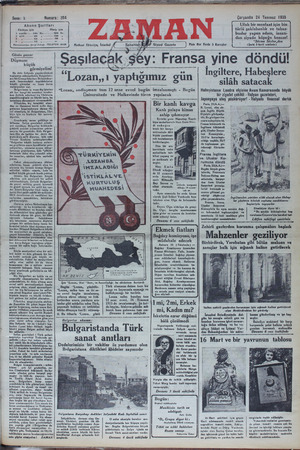 Zaman Gazetesi 24 Temmuz 1935 kapağı