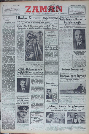 Zaman Gazetesi 27 Temmuz 1935 kapağı