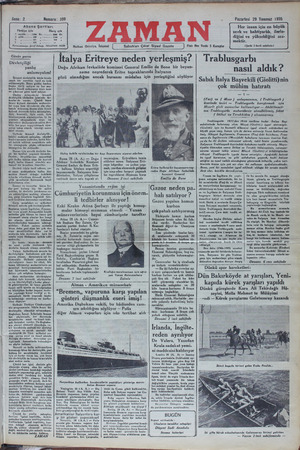 Zaman Gazetesi 29 Temmuz 1935 kapağı