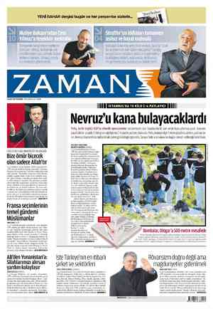 Zaman Gazetesi 8 Mart 2012 kapağı