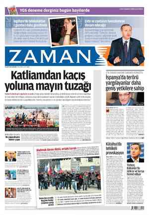 Zaman Gazetesi 14 Mart 2012 kapağı