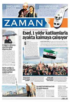 Zaman Gazetesi 16 Mart 2012 kapağı