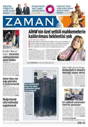 Zaman Gazetesi 20 Mart 2012 kapağı