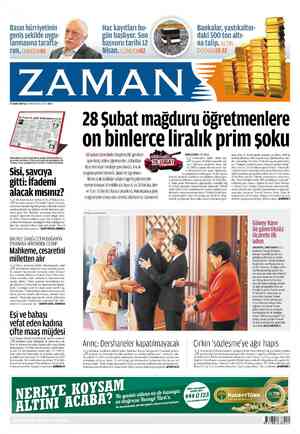Zaman Gazetesi 27 Mart 2012 kapağı