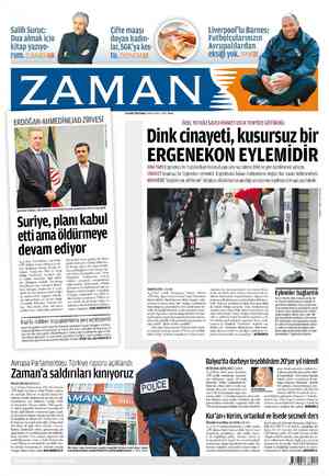 Zaman Gazetesi 30 Mart 2012 kapağı