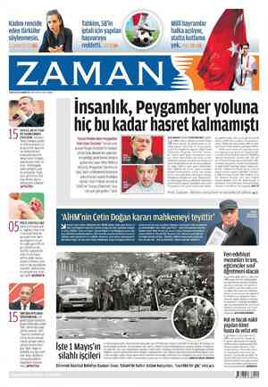Zaman Gazetesi 5 Mayıs 2012 kapağı