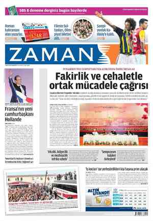 Zaman Gazetesi 7 Mayıs 2012 kapağı