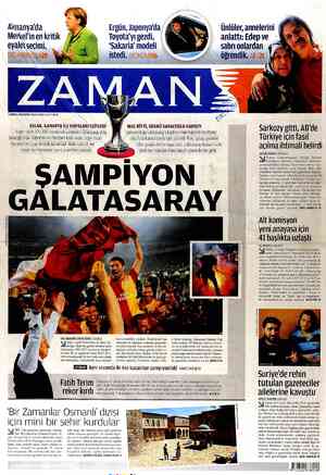 Zaman Gazetesi 13 Mayıs 2012 kapağı