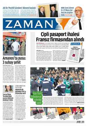 Zaman Gazetesi 18 Mayıs 2012 kapağı