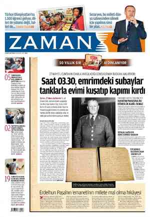 Zaman Gazetesi 27 Mayıs 2012 kapağı