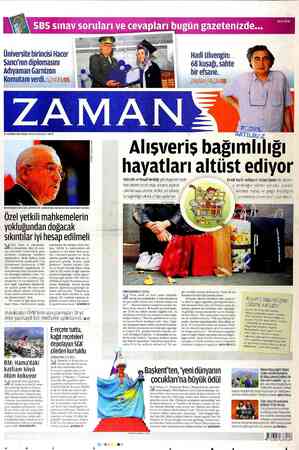 Zaman Gazetesi 10 Haziran 2012 kapağı