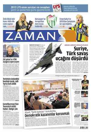 Zaman Gazetesi 23 Haziran 2012 kapağı