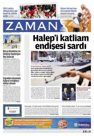 Zaman Gazetesi 28 Temmuz 2012 kapağı