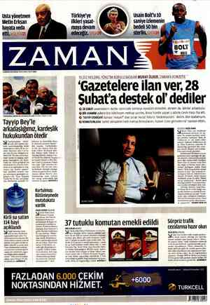 Zaman Gazetesi 5 Ağustos 2012 kapağı