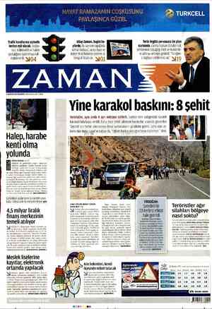Zaman Gazetesi 6 Ağustos 2012 kapağı