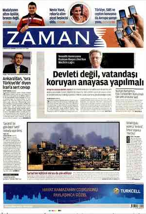 Zaman Gazetesi 8 Ağustos 2012 kapağı