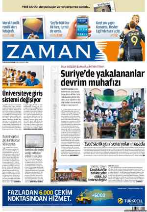 Zaman Gazetesi 9 Ağustos 2012 kapağı