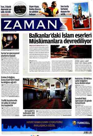 Zaman Gazetesi 12 Ağustos 2012 kapağı