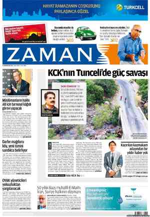 Zaman Gazetesi 14 Ağustos 2012 kapağı