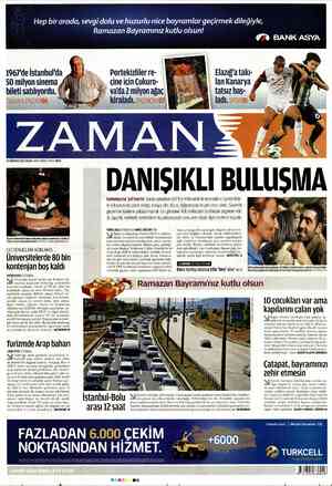 Zaman Gazetesi 19 Ağustos 2012 kapağı