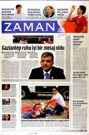 Zaman Gazetesi 24 Ağustos 2012 kapağı