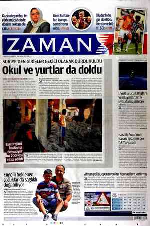 Zaman Gazetesi 27 Ağustos 2012 kapağı